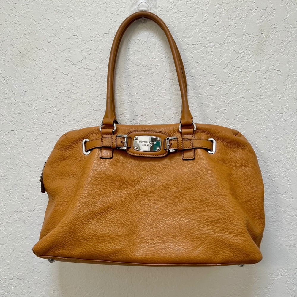 Michael Kors Cognac‎ Tan Pebbled Leather Shoulder Bag Satchel XL Weekender